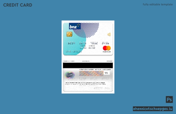 Beispielvorschau der Mastercard der BNZ Greymouth Bank Neuseeland